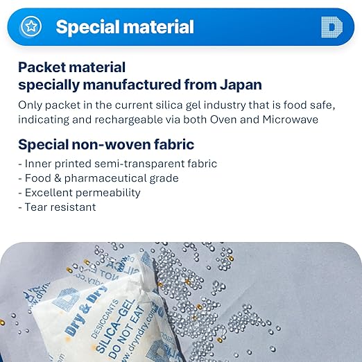 Dry & Dry Mixed Silica Gel Packets - Food Safe Rechargeable Desiccants Packs - Orange Indicating(orange to Dark Green) (100 Gram, 10 Packs)