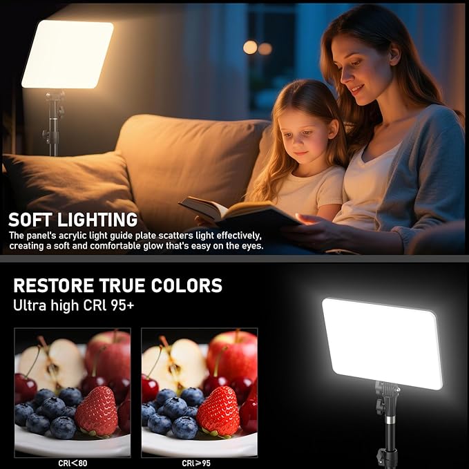 30W Upgraded Photography Lighting Kit, Anautin 2-Pack LED Video Lighting for Video Recording, 3700Lux Studio Lights with Tripod Stand for Photography, Streaming, Gaming, Podcast, Filming, Vlogging