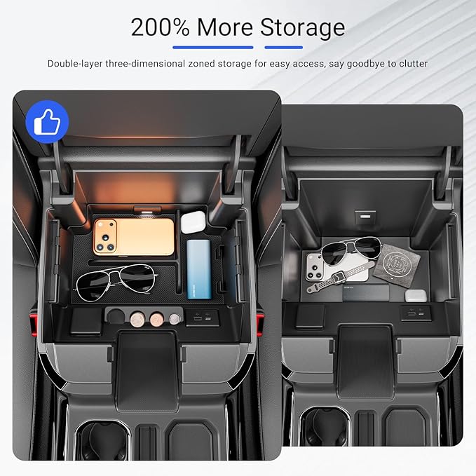 Center Console Organizer Compatible with 2022-2026 Chevy Silverado GMC Sierra 1500 24-26 2500 3500 Armrest Storage Organizer Tray Replacement for 2022-2026 Chevy Silverado Accessories