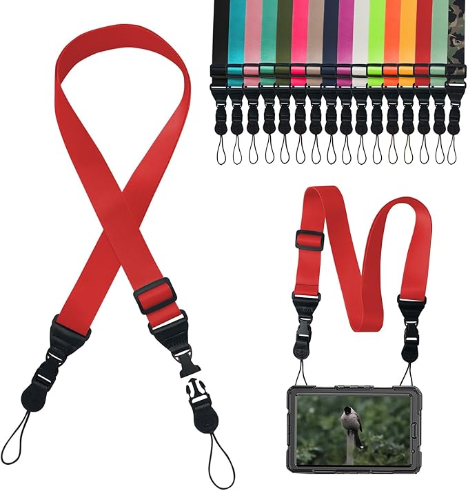 Adjustable Shoulder Strap:Comfortable iPad Strap Nylon Neck Lanyard for iPad/Samsung Tablet Case,Camera Binocular Crossbody Laptop Luggage Bag(Red)
