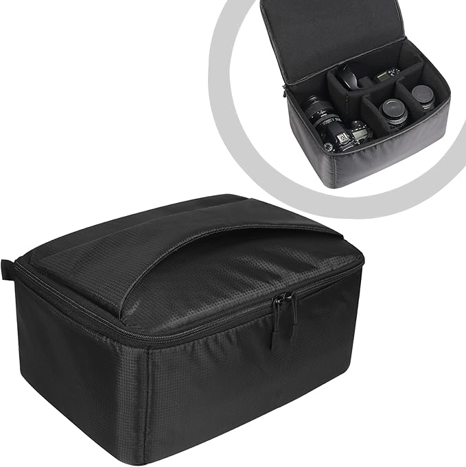 Waterproof Camera Case Bag Insert Partition PaddedAnti-shock Lens Pouch for SLR SLR Canon Nikon Sony Camera Lens and Accessories (Large)