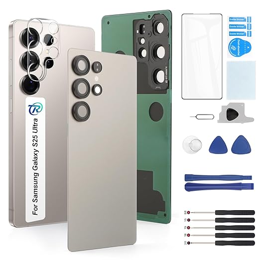 for Samsung Galaxy S25 Ultra Back Glass Replacement for Samsung S25 Ultra SM-S938U Rear Glass Replacement Battery Cover Housing Door Accessories Parts with Repair Tools(Titanium Gray)