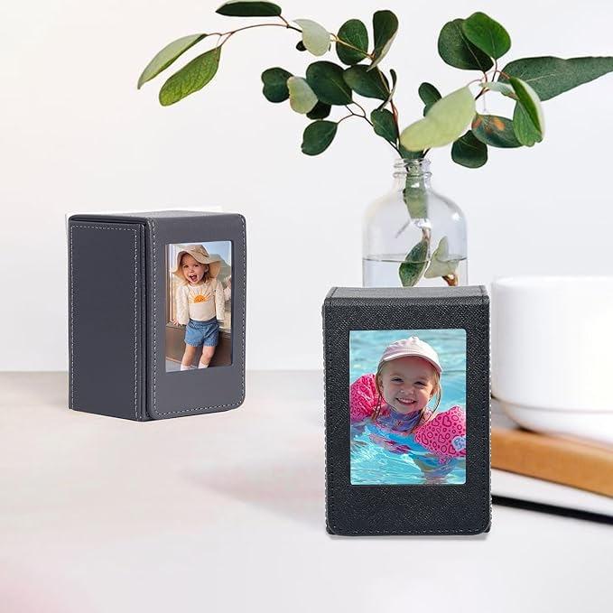 CAIYOULE Picture Holder Case for Fujifilm Instax Mini 41/12/11/99/90/EVO/SE/7+ Film Photo, PU Leather Photo Storage Box for Polaroid Mini Film, 2.5x3.7 Protective Case Can hold 50+ films, Black