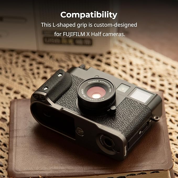 SmallRig X Half L-Shaped Grip for FUJIFILM X Half Camera, Built-in Quick Release Plate for Arca, Lightweight Ergonomic Silicone Handle with Hot Shoe Cover (Charcoal Silver) - 5217