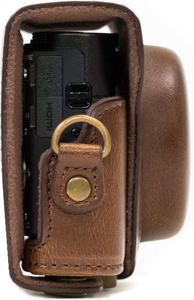 MegaGear Ever Ready Protective Leather Camera Case, Bag for Sony Cyber-Shot DSC-WX500 Digital Camera (Dark Brown) (MG600)
