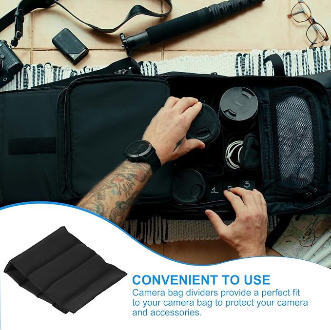 PATIKIL Camera Bag Divider, 2Pcs 8.66"x4.72"x0.31" Shockproof Camera Bag Inserts Separator Pad Protective Lens for Nikon Camera DSLR Protect Bag Organizer Universal Divider Cushion, Black