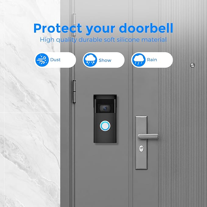 Baaletc Protective Silicone Cover Compatible with Ring Video Doorbell 2nd Gen (2020 Release) - Weatherproof Case Skin - No Night Vision Interference - Black