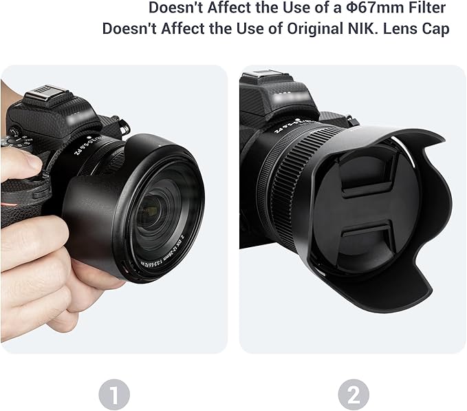 Lens Hood for Nikon NIKKOR Z DX 12-28mm f/3.5-5.6 PZ VR Lens on Nikon Z30 Z50 Z fc Replaces Nikon HB-112 Hood, Compatible with 67mm Filter and 67mm Lens Cap