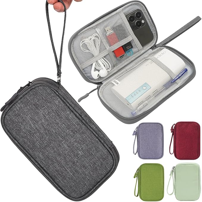 Electronic Organizer Travel USB Cable Accessories Case Bag, Waterproof Electronics Accessories Bag Organizer Case for USB, Cable, Cord, Charger, Phone, Power Bank, Earphone (Dark Gray)