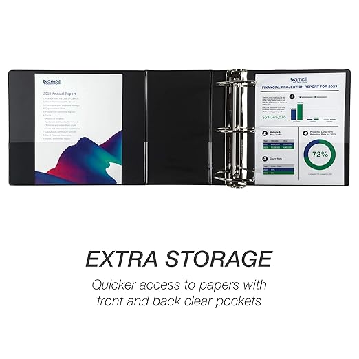 Samsill Durable 6 inch 3 Ring Binder, Made in USA, Locking D Ring FSC 100% Recycled Chipboard, Black, 2 Pack