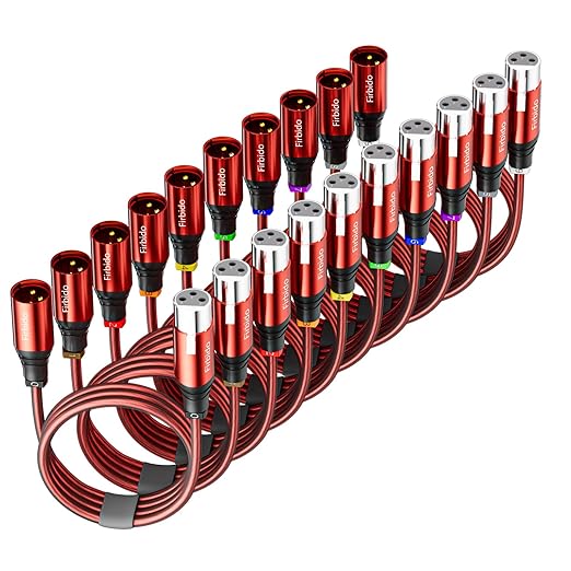 XLR Cable 2 FT 10 Pack, Balanced XLR Microphone Cable 3 Pin Mic Cable DMX Cable for Amplifier, Mixer, Shure SM/Shotguns Microphones, Speaker Systems