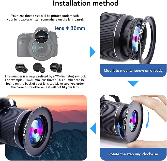 86mm Lens to 95mm Camera Lens Adapter,86mm to 95mm Filter Step up Ring Adapter Ring,Compatible All 95mm Filter Accessory
