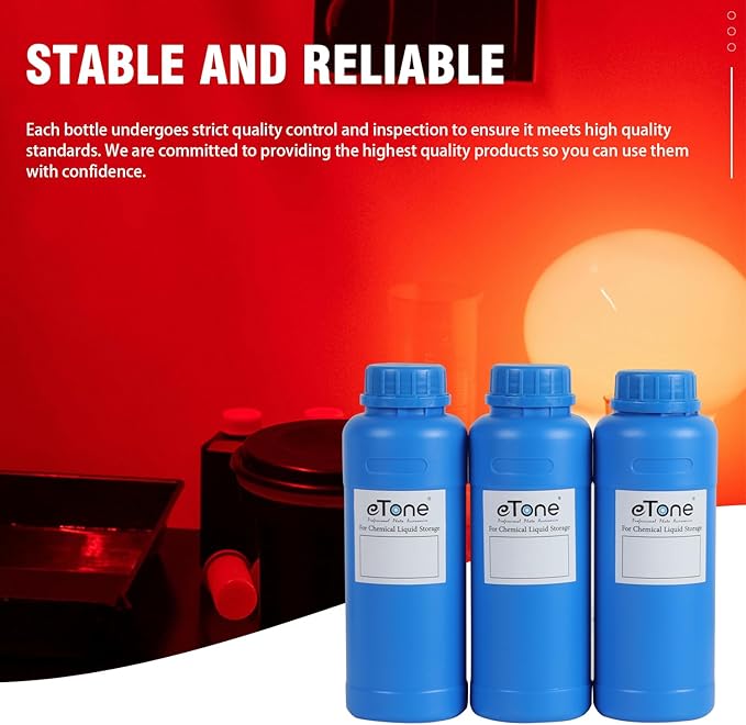 eTone 3X 500ml Darkroom Chemical Storage Bottles with Caps Film Photo Developing Processing Equipment (blue)