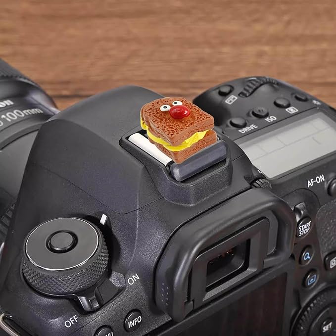 Camera Hot Shoe Cover, Cute Hot Shoe Cap, Hot Shoe Protector Compatible with Sony Fujifilm Fuji Canon Nikon Pentax Leical Panasonic (2pcs Butter Bread)
