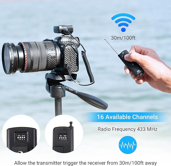 JJC Radio Wireless Remote Control Shutter Release for Nikon Z6III Z6II Z7II Z5 Z6 P1100 P1000 Z7 D750 D780 D7500 D7200 D5300 D5600 D5500 D3300 D3200 D610 D600 Df D7100 D7000 D5200 D5100 & More Camera