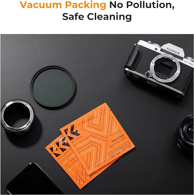 K&F Concept 43mm Lens Cap Cover, 4-in-1 Center Pinch Lens Cover + Anti-Loss Keeper Leash + Microfiber Cleaning Cloth Kits Compatible with Nikon, Canon, Sony, Fujifilm Camera Lenses