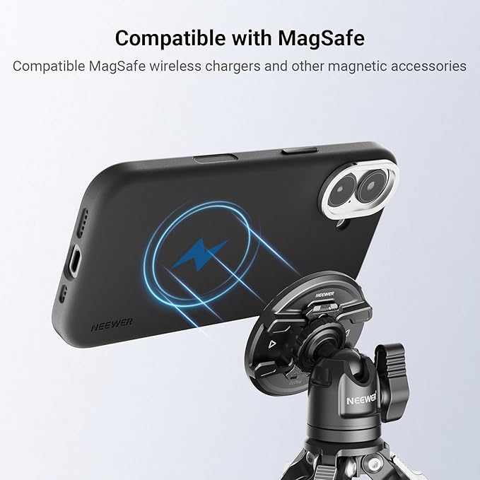 NEEWER Phone Case for 17 Only, Modular Protective TPU/PC Phone Cover with 67mm Filter Ring, 17mm Lens Backplate, T Mount Lens Adapter Compatible with Moment MagSafe iPhone 17, PA159 (Black + Silver)