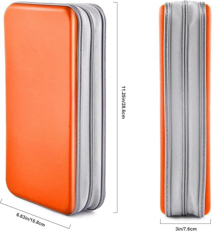 DVD Case, Bivisen CD Case Holder Wallet Binder 96 Capacity CD/DVD Cases Storage Holder Binder Organizer Wallet Book for Car Home Travel (Orange)