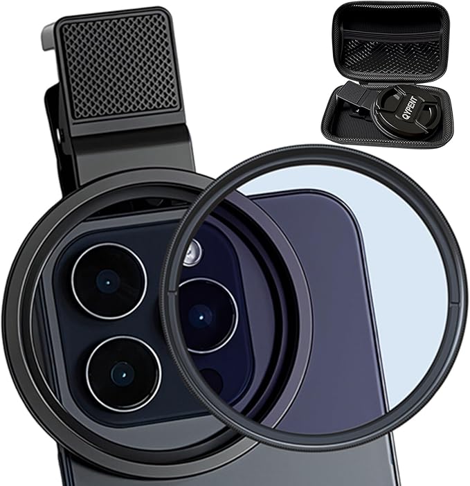 CPL Filter for iPhone 17/16/15/14/13/12/11/Pro/Max/Samsung.58mm Clip-on Polarizer Polarizing Lens for Phone. (58mm CPL)