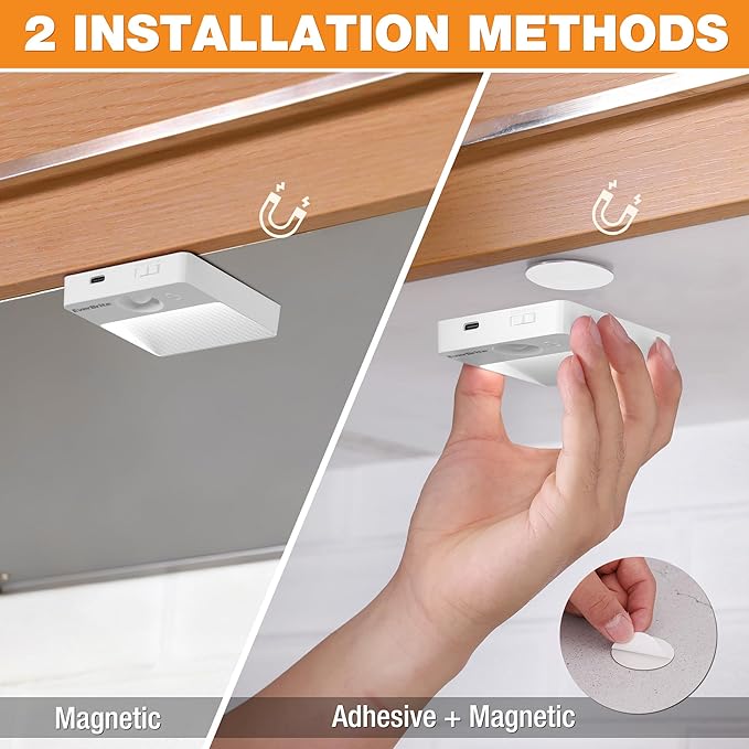 EverBrite Rechargeable Square Motion Sensor LED Night Light, Motion Activated LED Night Light with 3 Lighting Modes, Touch Control, 3 Color Temperatures & Dimmable, for Hallway, Bedroom, 6 Pack