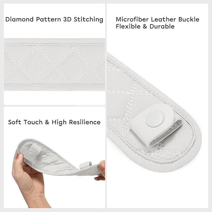 GIVLEFLY Shoulder Strap Pad for Bags, Soft Cushion Protector with Anti-Slip Backing for Tote & Crossbody, White