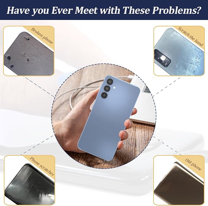 YWLRONG for Samsung Galaxy A15 Back Glass Replacement for Samsung Galaxy A15 5G A156U A15 4G A155U Rear Glass Replacement Battery Cover Housing Door Accessories Parts with Repair Tools (Blue)