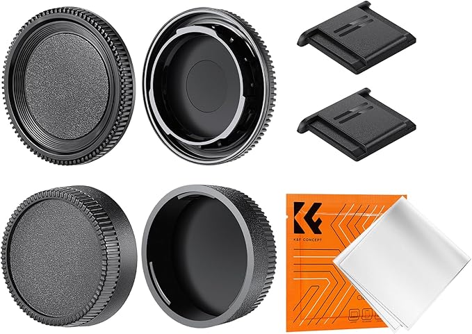 K&F Concept F Mount Rear Lens Cap & Body Cap Cover & Hot Shoe Cover Kit for for Nikon F Mount Camera Lens D5 D6 D500 D610 D750 D780 D810 D850 D3400 D3500 D5000 D5200 D5300 D5500 D5600 D7000 D7100 etc.