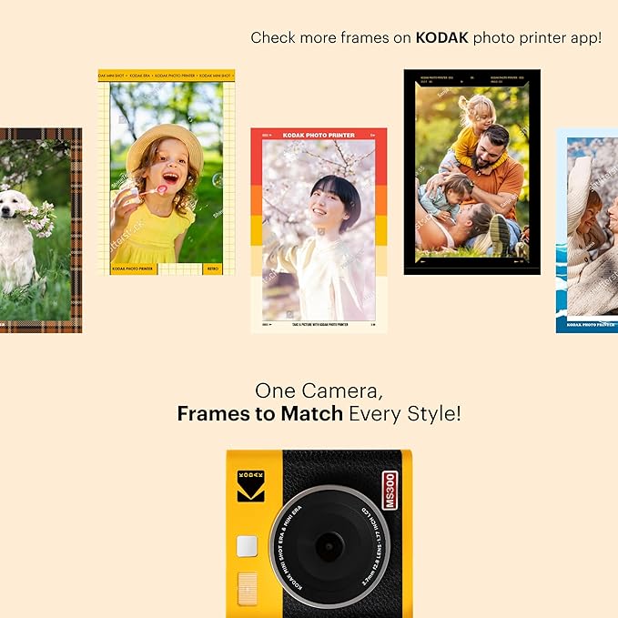 KODAK Mini Shot 3 ERA 4PASS 2-in-1 Instant Camera and Photo Printer (Yellow, Camera + Initial 8 Sheets + 60 Sheets)