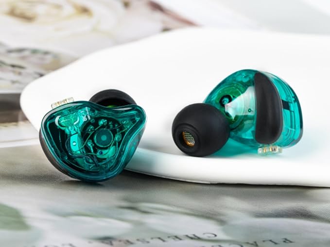 CCZ Melody USB C Headphones Wired Type-C in Ear Monitor, Professional USB C Wired Earbuds Gaming Earphones with 1BA 1DD Patent Ear fins Ear tips for Singers Musicians Stage (Green, USBC-Without Mic）