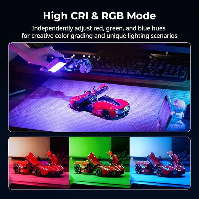 SmallRig RGBWW LED Video Light for DJI Osmo Pocket 3, Video Light with 650mAh Battery, CCT & RGB Mode 2700K-6500K, 360° Adjustments, for Selfie Vlog Recording, Content Creators Photographer - 5745