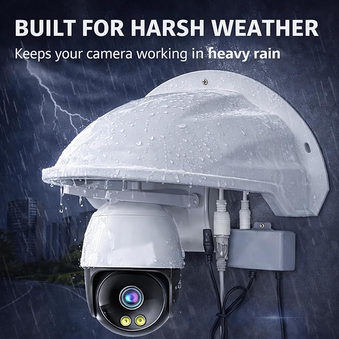 Universal Outdoor Camera Sun & Rain Cover, Weather Shield for Security Cameras, Wall Mount Protective Housing for Dome & Bullet Cameras - White
