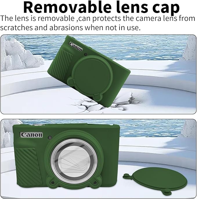 SX740 Camera Case, SX740 Camera Cover Silicone Sleeve Protective Case with Removable Lens Cover, Anti-Scratch Soft Camera Body Skin for Canon PowerShot SX740/SX730 HS Digital Camera,Green