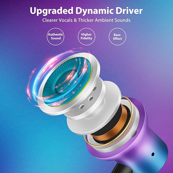 Jiunai USB C Earbuds for Samsung S24, Wired Headphone with USB C Plug in Ear Magnetic Stereo Remote Control Corded Type C Earphones for iPhone 17 16 15 Galaxy S26 S25 S23 for iPad Pro Gradient Purple