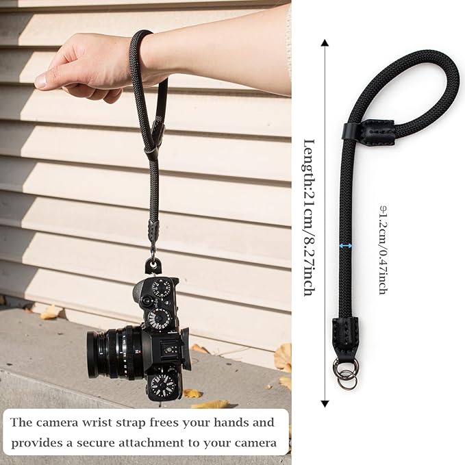 VOVMOEYA Rope Camera Wrist Strap,Camera Hand Strap Compatible with A6400 A6000 A7 IV,for Fujifilm X100V for Nikon Zf Z30 for Canon EOS R6 R7 R8 R10 Camera Wrist Straps for dslr - Black