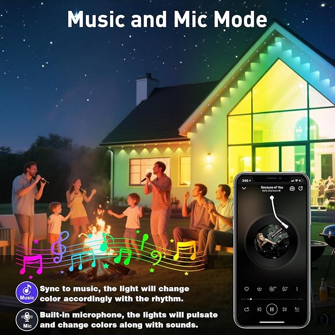Permanent Outdoor Lights,190FT RGB Eave Light,IP67 Waterproof Lighting for House,Smart LED with App/Remote Control for Outdoor Decor,Garden Decor,Party,Holiday