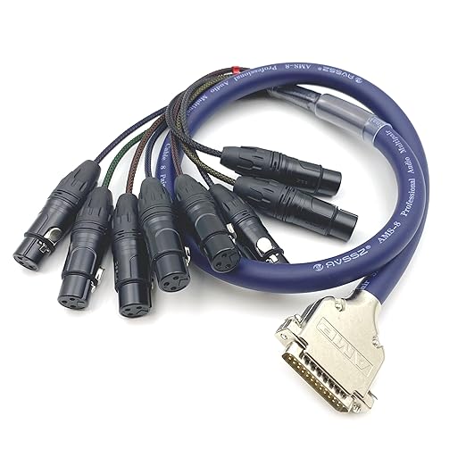 DB25 to XLR Female Snake Cable, DB25 Male to 8 Channel XLR 3Pin Female Balanced Snake Cable D-Sub Snake Wire Patch Bay Interface Modular Wire 1 Meter/3.28ft