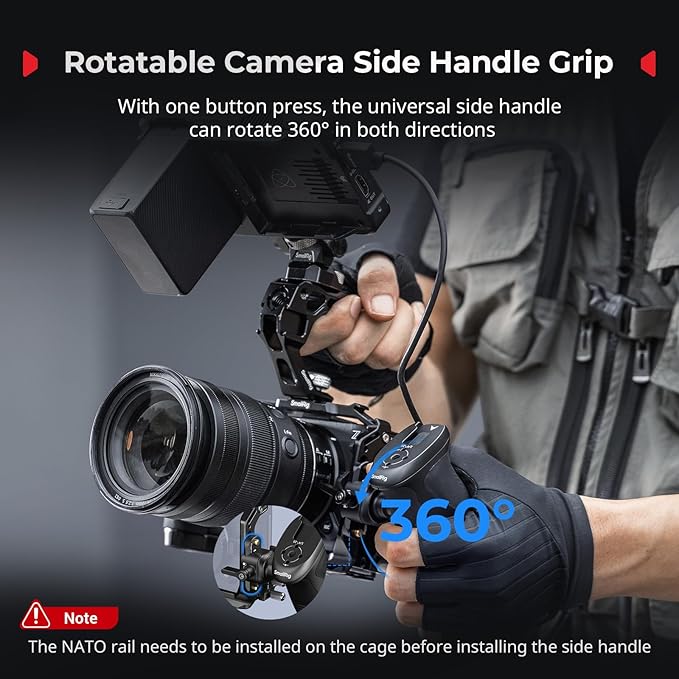 SmallRig ZR Camera Cage Kit for Nikon ZR, Full Cage with Rotatable NATO Rail Side Handle, Top Handle for ARRI and Cable Clamp for HDMI, Built-in Cold Shoe and Quick-Release Plate for Arca - 5468