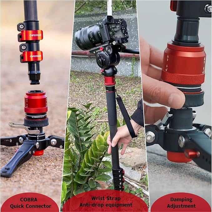 IFOOTAGE Cobra 3 C180F-P Carbon Fiber Video Monopod with Pedal Locking Control, Professional Photography Monopod Suitable for SLR Cameras and Camcorders (71")