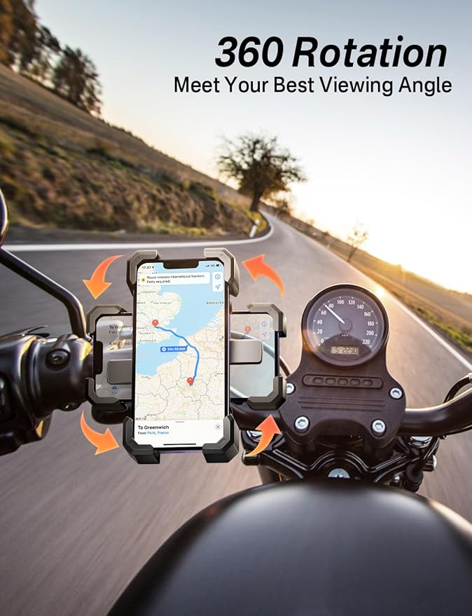 Delobon Bike Phone Holder Handlebar,Motorcycle Phone Mount,ATV Cell Phone Clamp,Scooter Phone Clip for iPhone 15 Pro Max14 13 12plus, Samsung S24Ultra S23 and More 4.7" to 7.0" inch Phone