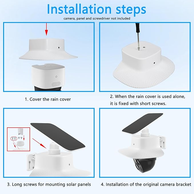 2PCS Rain Cover Compatible with Eufy Security SoloCam S340, Security Camera Protection Cover Weatherproof Sun Shade Rain Shield, Protective Weather Shield for Outdoor Use Easy to Install, White