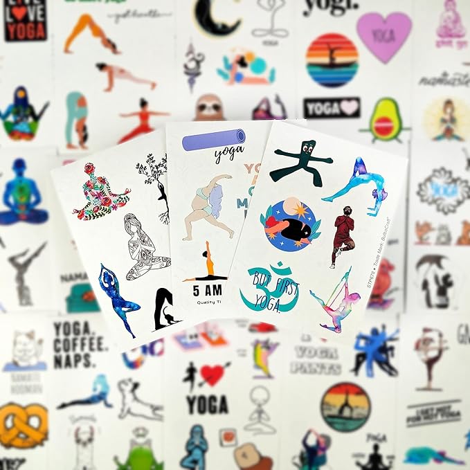 BulbaCraft 100Pcs Yoga Stickers and Decals for Laptop and Water Bottles - Yoga Gifts for Women, Gifts for Women & Men