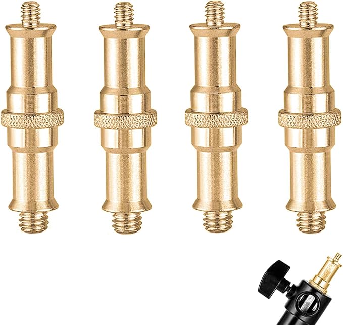 4 PCS Standard 1/4 to 3/8 inch Metal Convertor Threaded Screw Tripod Adapter Spigot Stud for Flash Holder, Studio Light Stand, Ball Head (Copper)