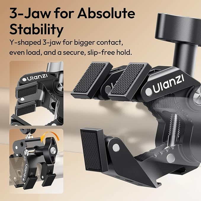 ULANZI CO78 Super Clamp Kit + 2-Section Magic Arm Mount – 1/4" & ARRI Locating Pins + Cold Shoe Mount, 360° Ball Head Designed for Low & High Angle Shot, for Phone & Action Camera, Video Light