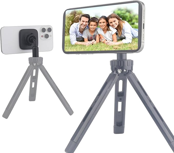 Magnetic Tripod Mount Adapter for Magsafe, with 1/4"-20 Screw Hole, Compatible with iPhone 16 15 14 13 12 All Phones (Square-Shape)