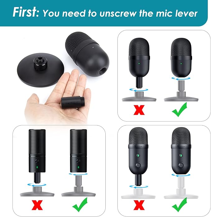 Adjustable Mic Boom Arm for Razer Seiren – Compatible with Seiren X, Mini, V2 X & V2 Pro | Streaming & Podcast Stand