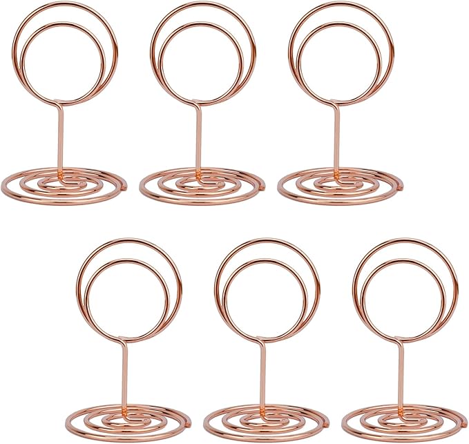 Jofefe 20Pcs Table Number Holders, Place Card Holder, Mini Table Card Holders, Cute Picture Holder Photo Holders for Wedding Reception Party, Table Centerpieces (Rose Gold)
