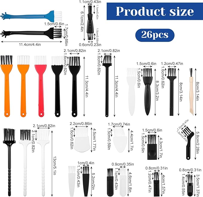 25 Pcs Mini Keyboard Cleaning Brushes Kit Electronic Dust Clean Brush Small Anti Static Cleaning Brush with PP Handle for Computer Keyboard Motherboard Camera Small Space