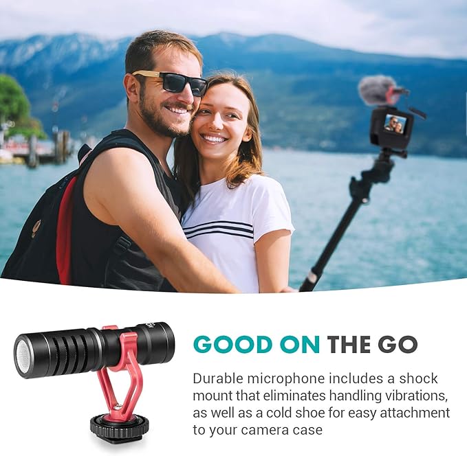 Movo GPR-5 GoPro Case with Microphone for Camera - for GoPro Hero 5, 6, 7 - Includes VXR10 Microphone for iPhone, Android, Camera - Shoe Mount for Shotgun Mic - GoPro Mic Adapter Not Included