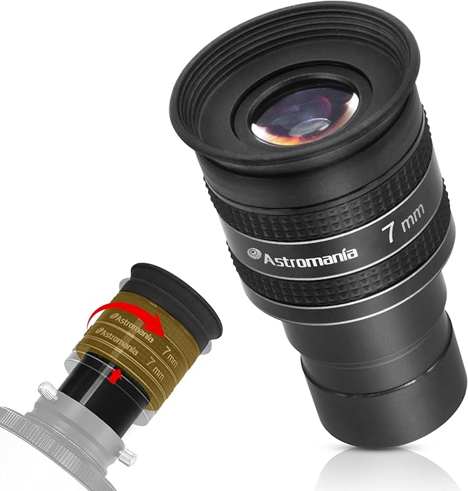 Astromania Telescope Eyepiece 7mm, Wide Angle 58 Degree Apparent Field Planetary Eyepiece for 1.25 inch Astronomy Telescope & Filter, Fully Multi-Coated Telescope Accessory for Planetary Observation
