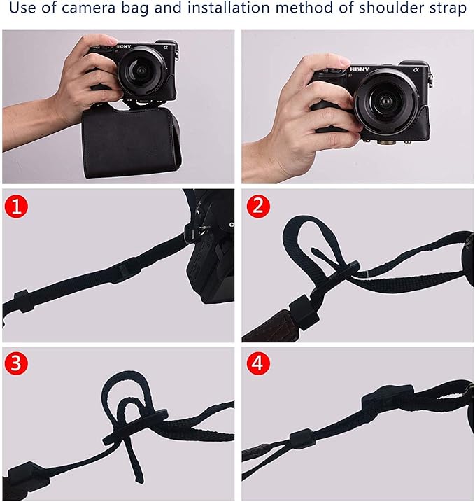 Hargedis XEVN for sony a6400 case,for sony a6300 case,Premium PU Full Body Leather Camera Case Bag for sony alpha a6300 a6000 a6100 a6400 Fit 16-50mm Lens with camera Shoulder Strap(Black)